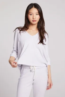 3/4 Sleeve Split Side Light Heather Grey Dolman Hoodie