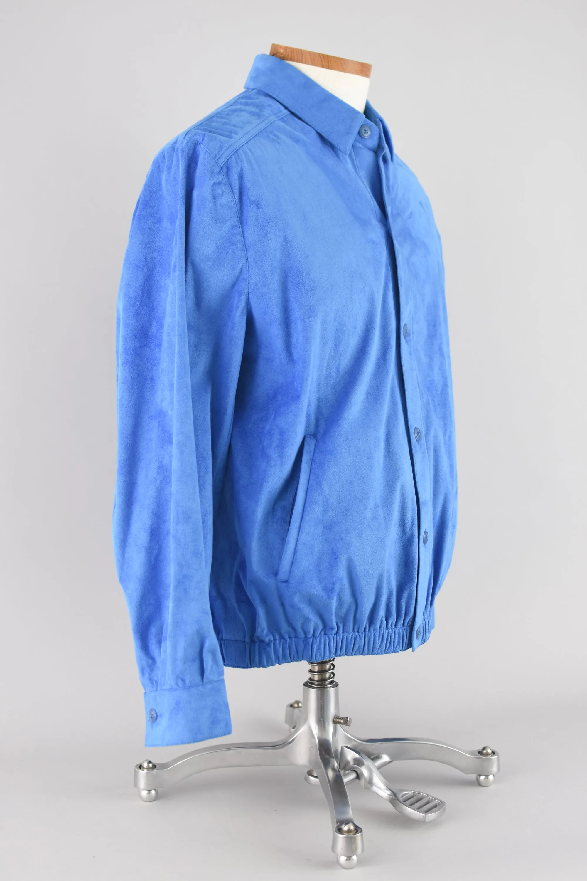 80s Blue Collared Button Down Bomber Jacket, Men's Medium