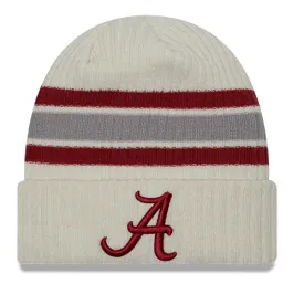 Alabama Crimson Tide New Era Off White Vintage Cuffed Knit Hat