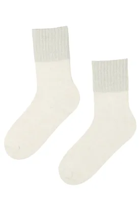 ALPACA WOOL white socks with a glittery edge