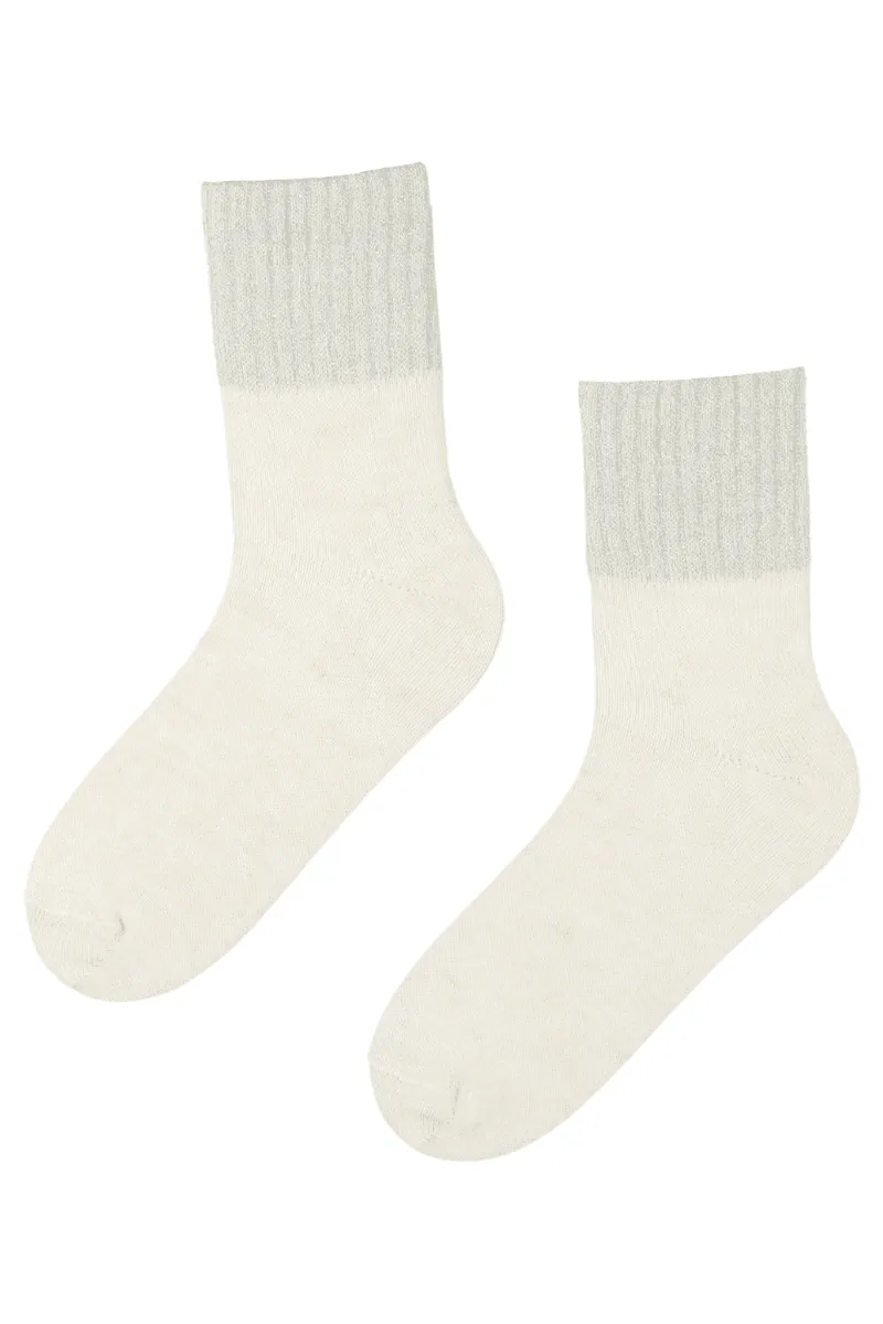 ALPACA WOOL white socks with a glittery edge