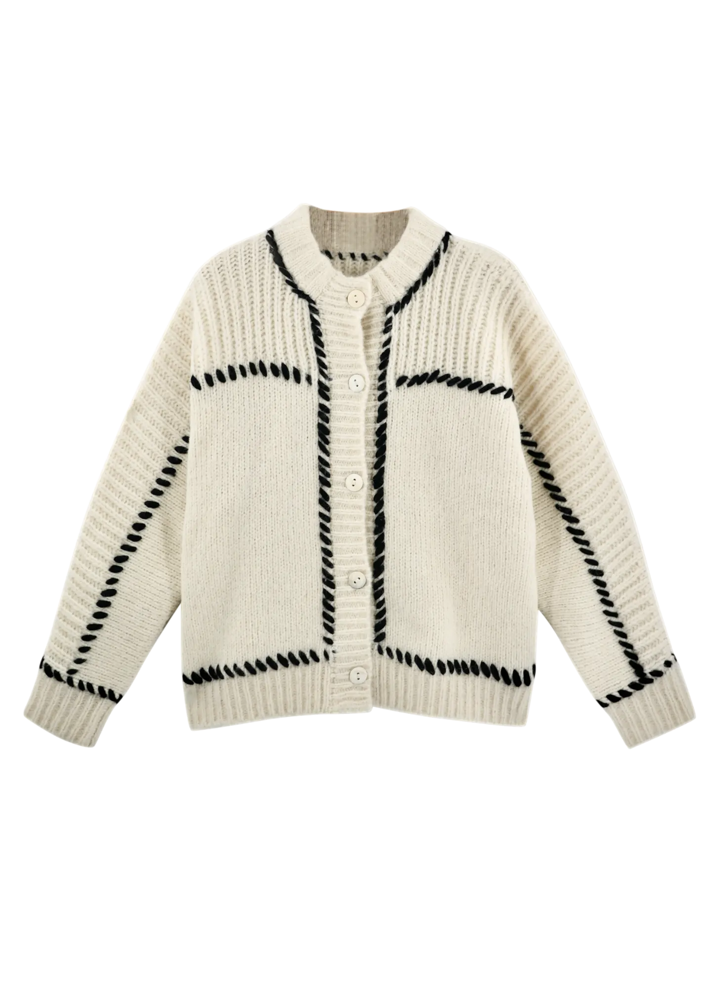 Andermatt Cardigan in Ivory/Black