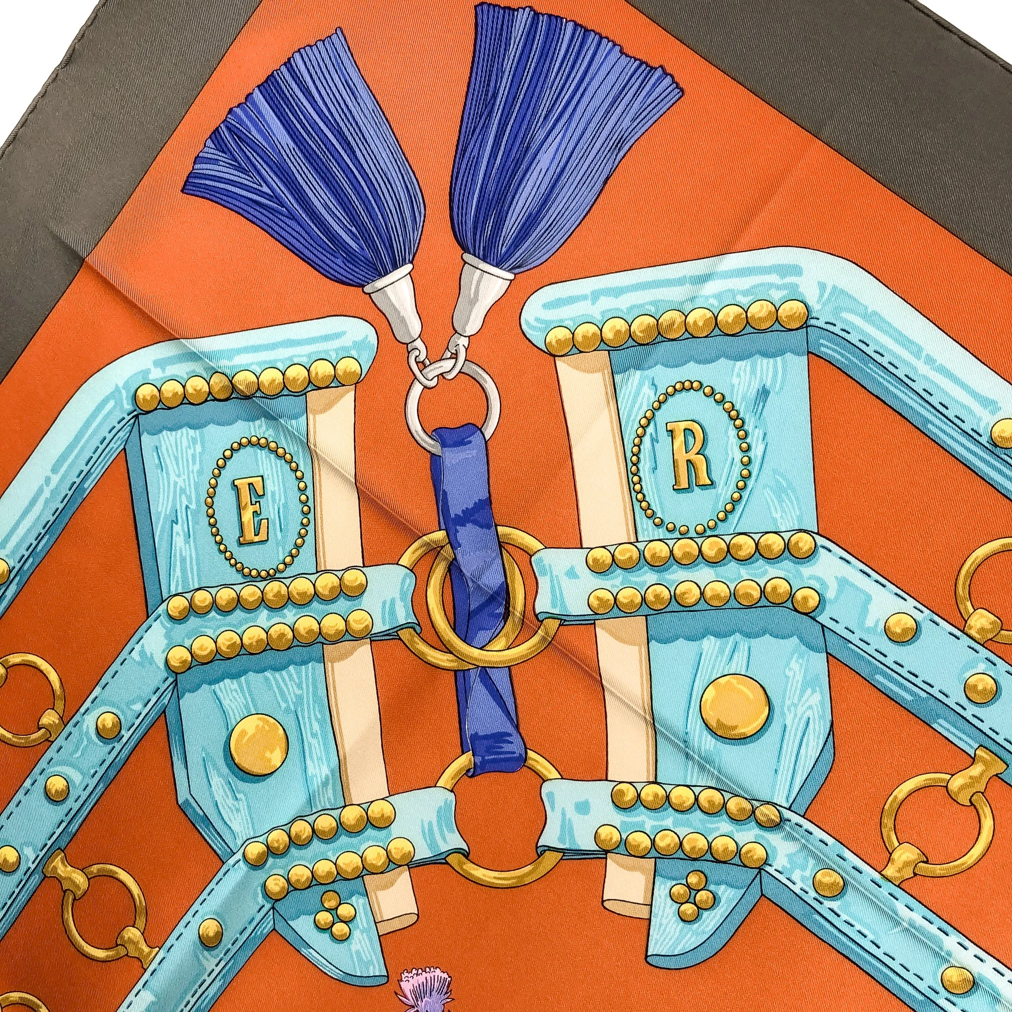 Aux Champs Hermes Scarf by Caty Latham 90 CM Silk | Stunning Fall Col.