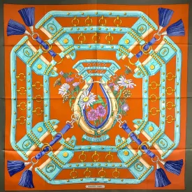 Aux Champs Hermes Scarf by Caty Latham 90 CM Silk | Stunning Fall Col.