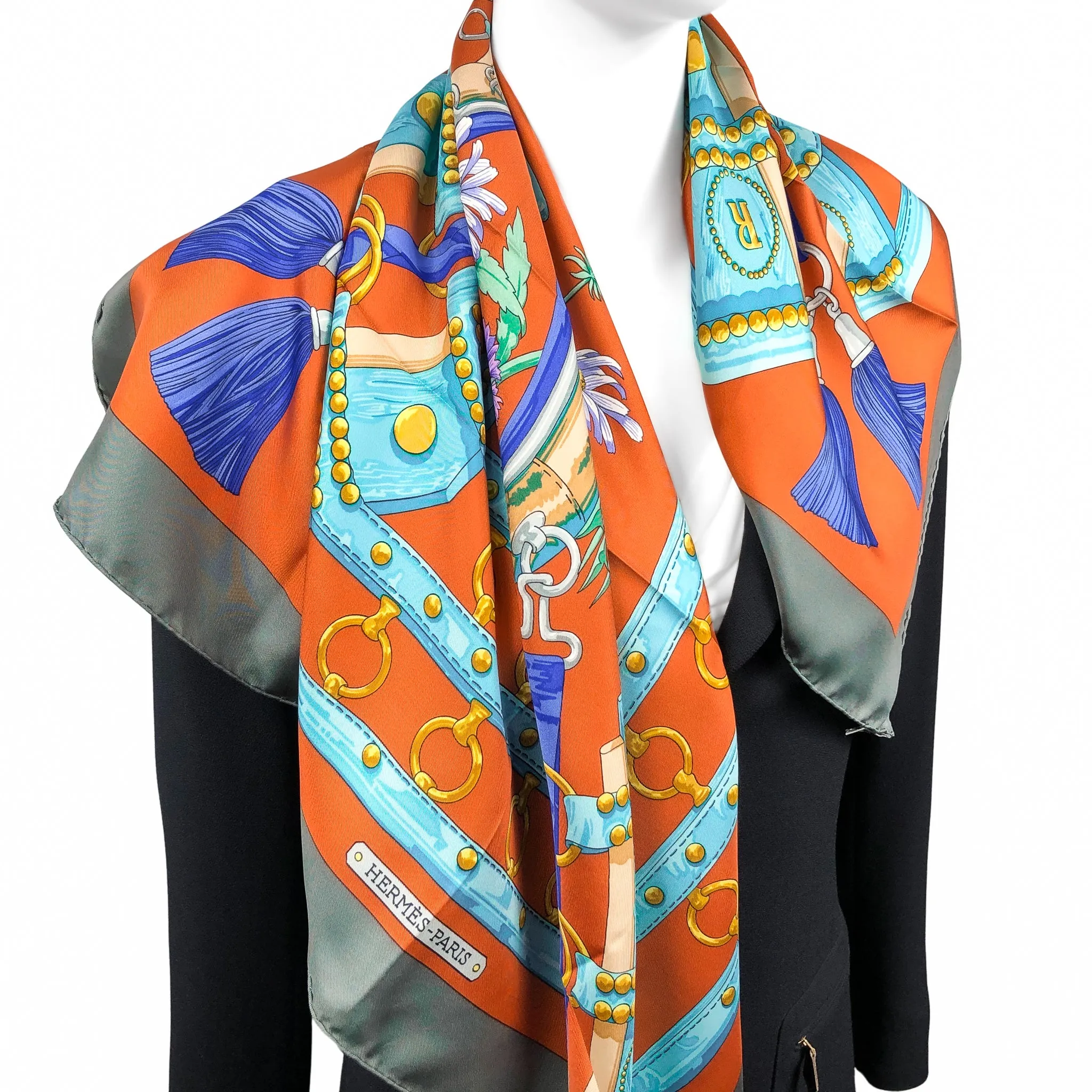 Aux Champs Hermes Scarf by Caty Latham 90 CM Silk | Stunning Fall Col.