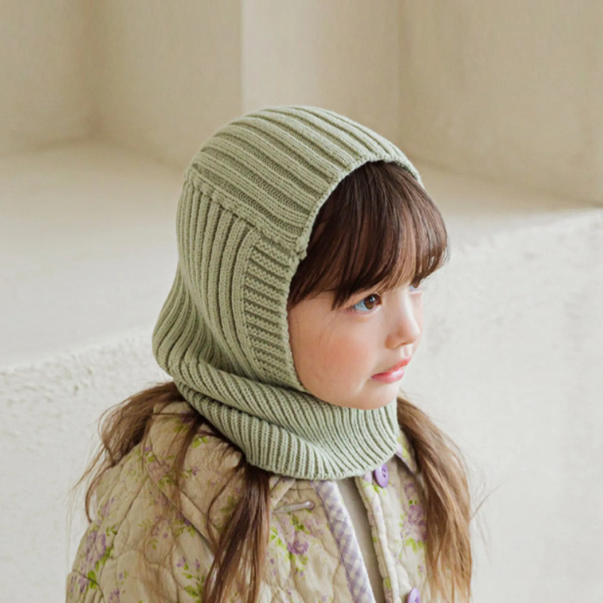 Baby Balaclava Hat Scarf Knitted Beanie | Ivory