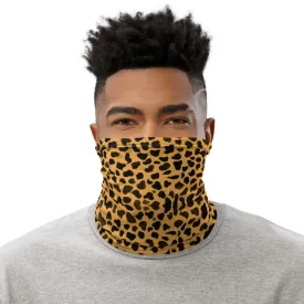 Beige Cheetah Neck Gaiter, Animal Print Face Covering Washable Mask Shield-Made in USA/EU