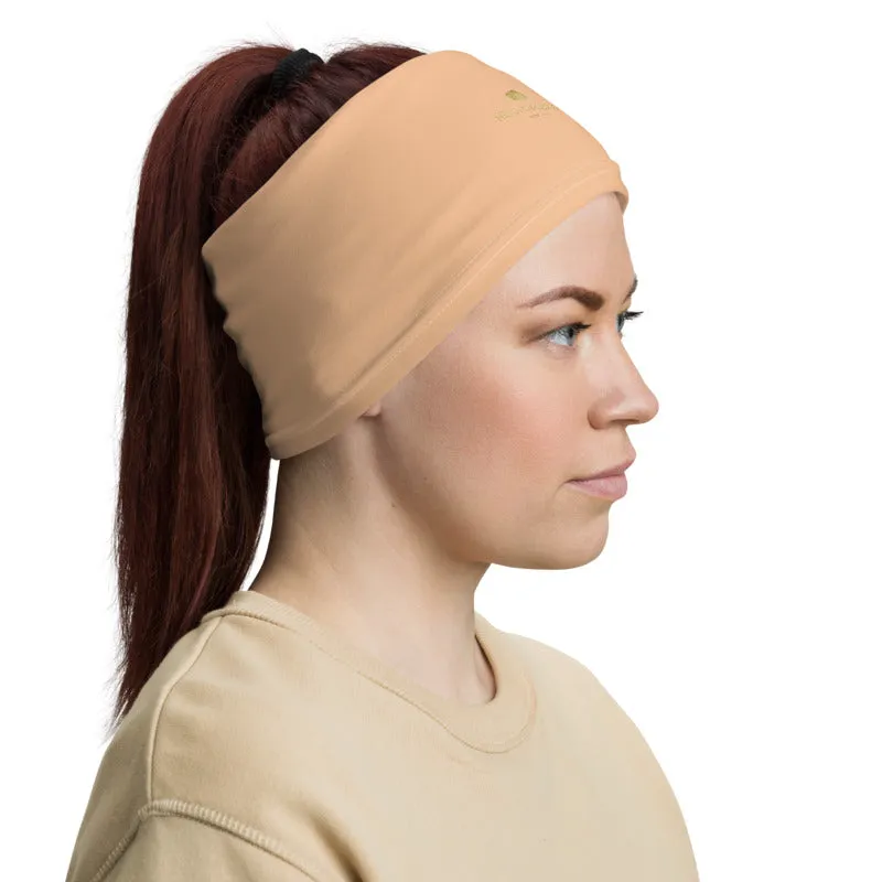 Beige Nude Face Masks Shield, Reusable Neck Head Warmer Bandana-Made in USA/EU