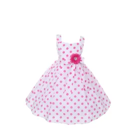 Big Girls Pink Polka Dots Easter Flower Girl Dress 8-14