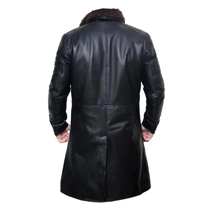 Black Gosling's Blade Stylish Leather Coat