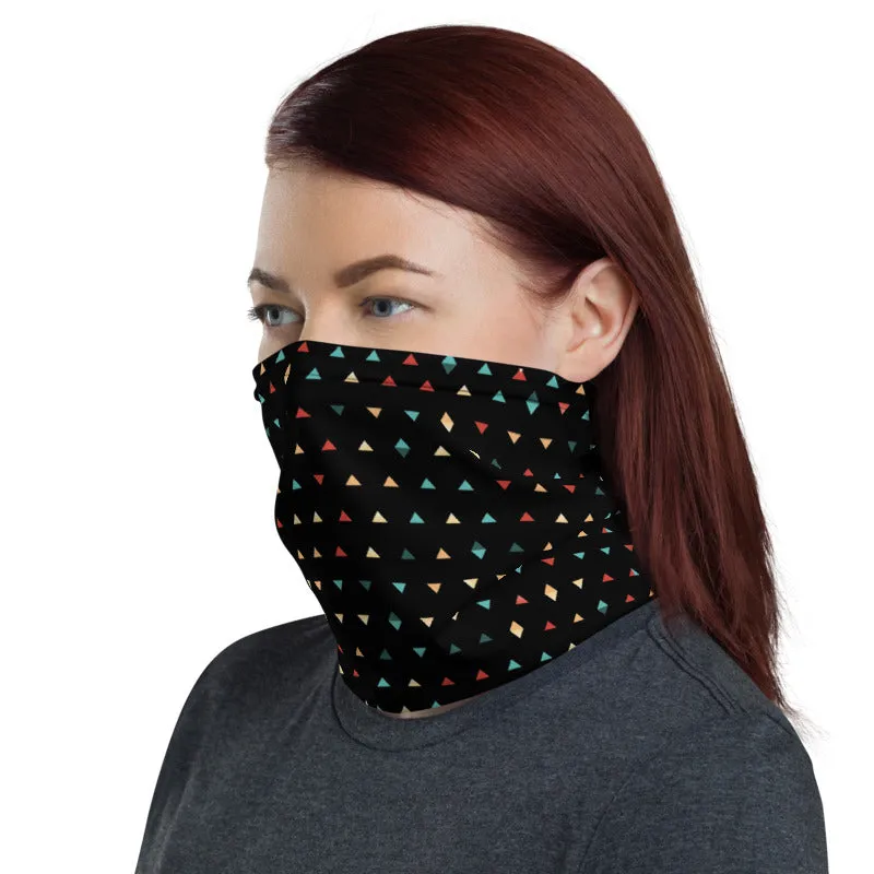 Black Triangles Face Mask, Ear Shield, Headband Bandana, Neck Warmer-Made in USA/EU