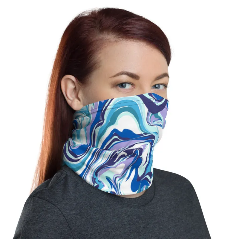 Blue Marble Neck Gaiter, Abstract Face Covering Masks Shield, Bandana-Made in USA/EU