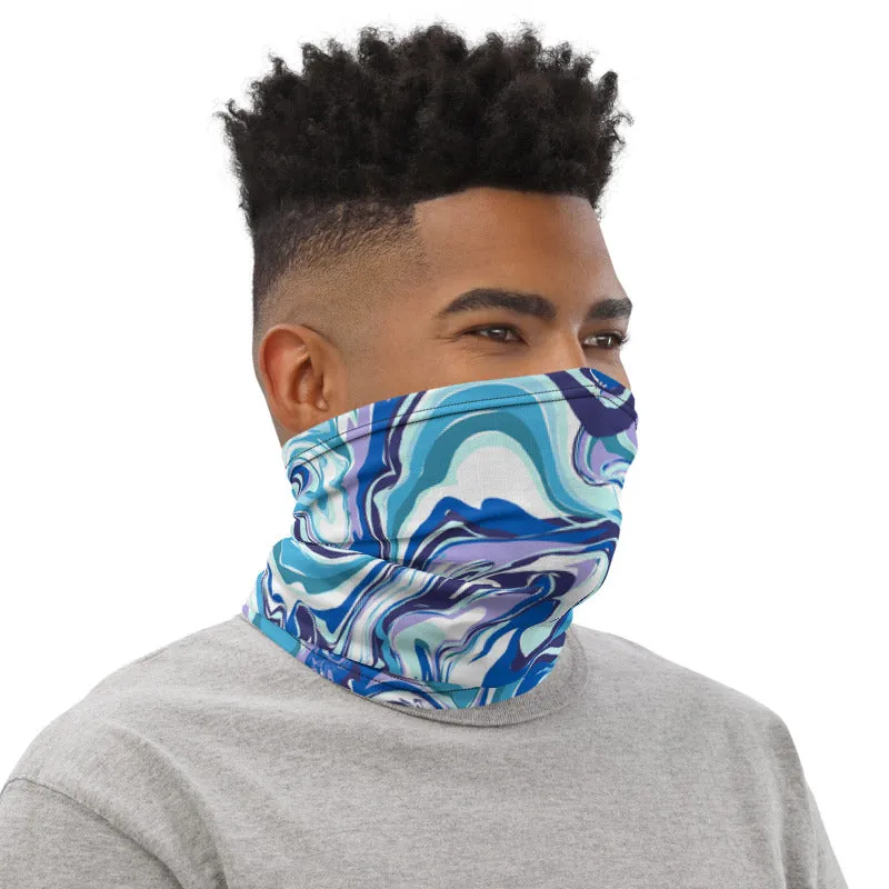 Blue Marble Neck Gaiter, Abstract Face Covering Masks Shield, Bandana-Made in USA/EU