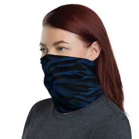 Blue Tiger Stripe Face Mask Covering, Headband Bandana Neck Gaiter-Made in USA/EU