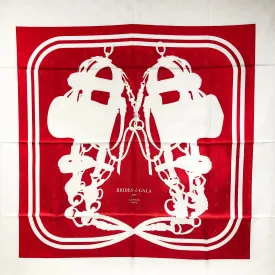 Brides de Gala Hermes Scarf by Hugo Grygkar 90 cm Silk TATOO Red & White BOX