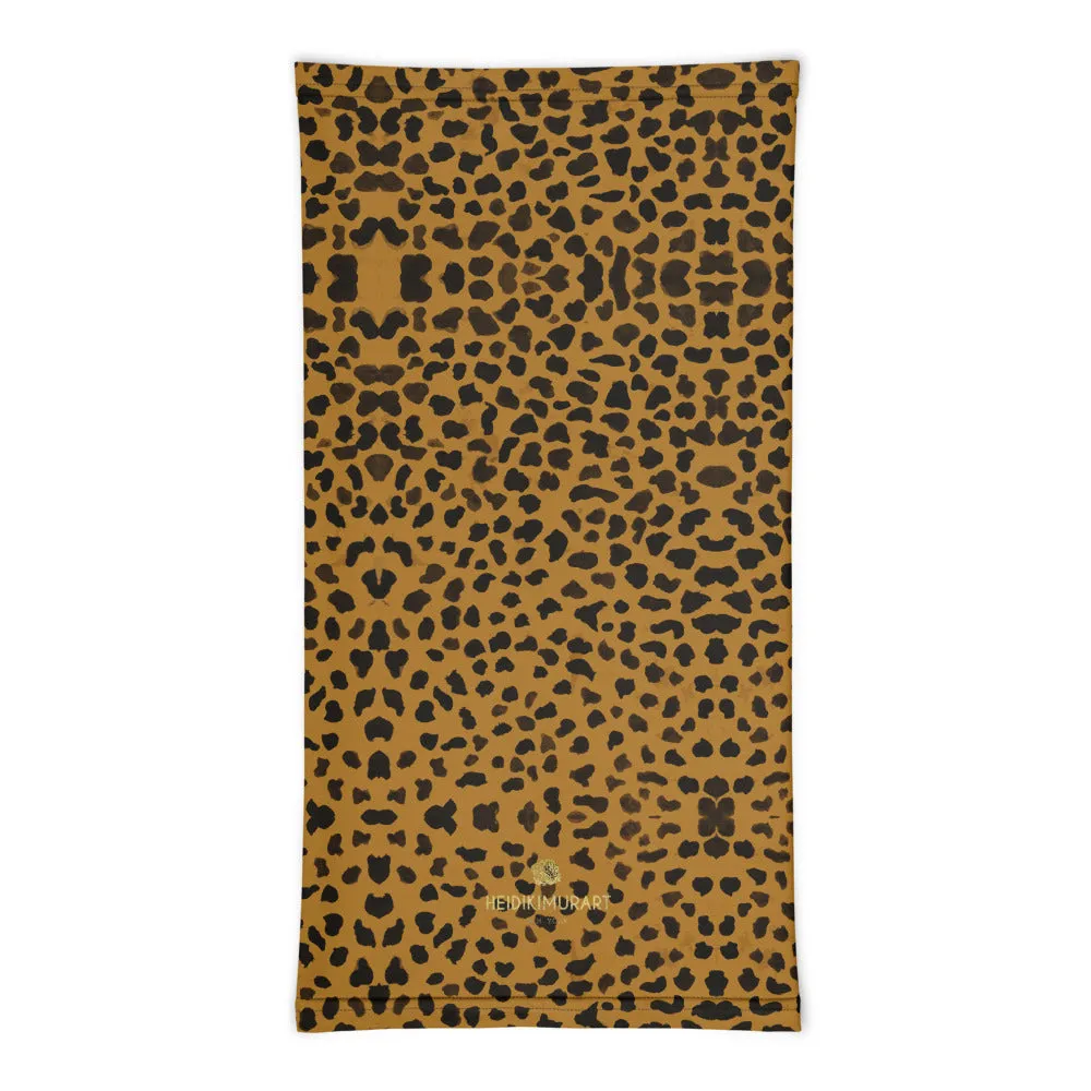 Brown Cheetah Face Mask Shield, Cool Animal Print Headband Wristband-Made in USA/EU