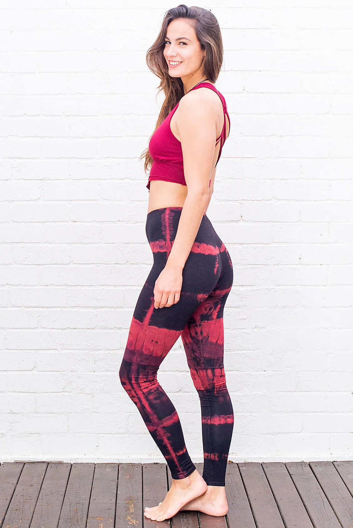 Burnt Red Ombre Tie Dye Leggings