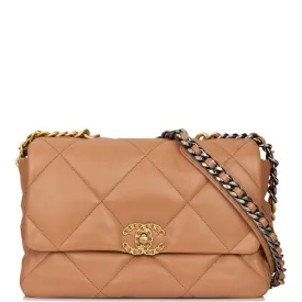 Chanel Large 19 Flap Bag Caramel Lambskin Mixed Hardware