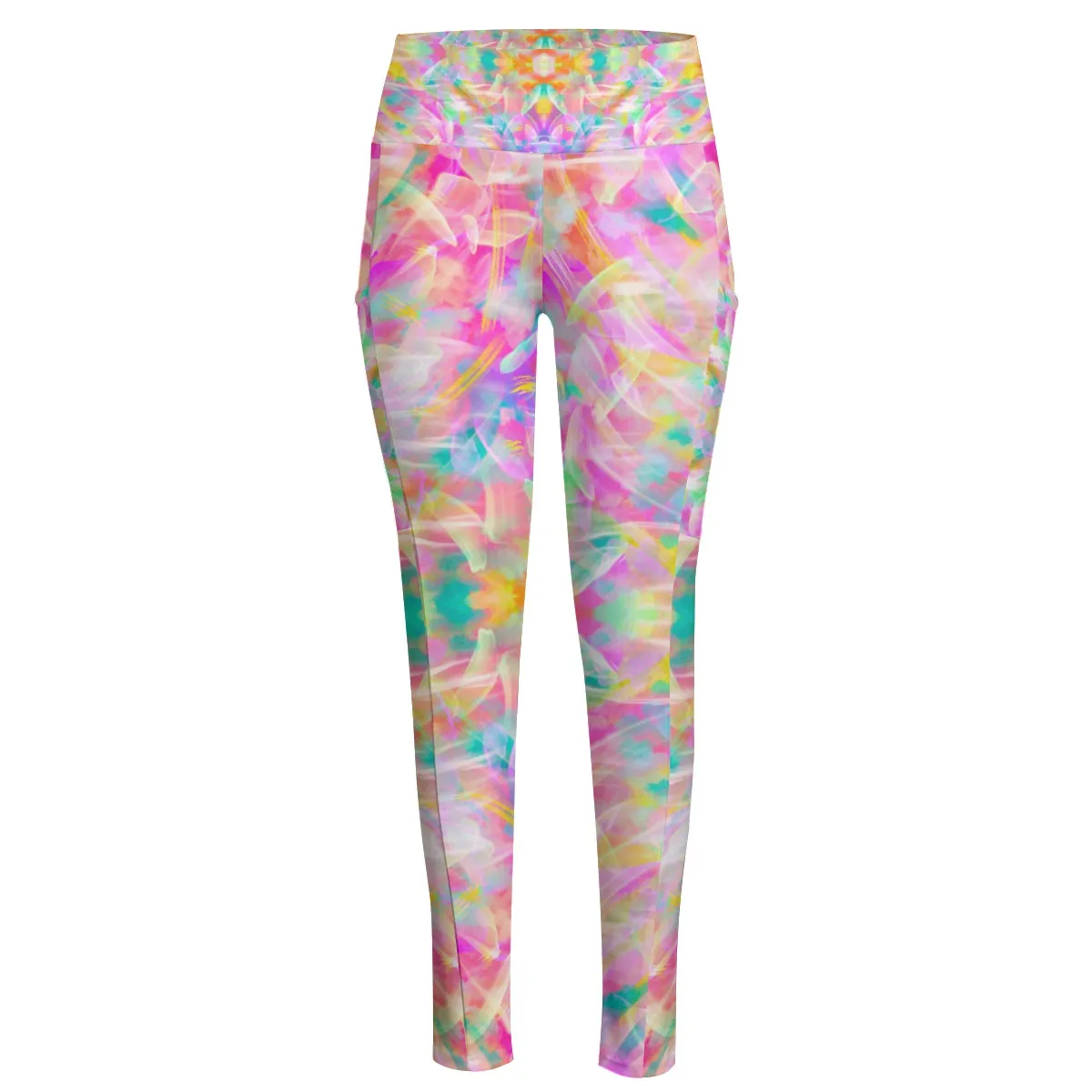 Colourful Whispers High Waist Leggings With Side Pockets up to 6 XL