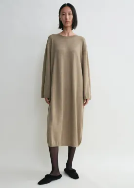 Crew-neck merino dress soft camel