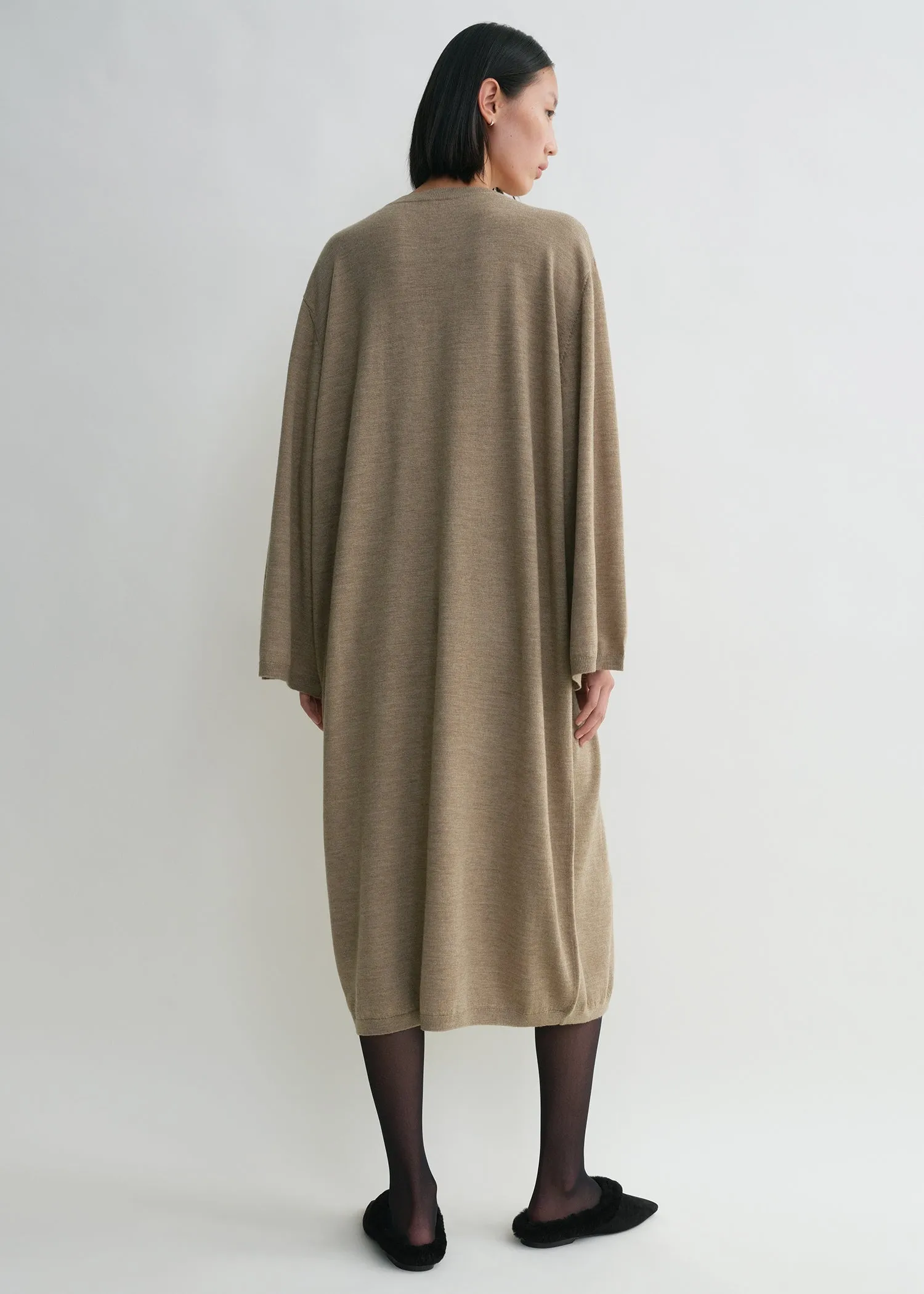 Crew-neck merino dress soft camel