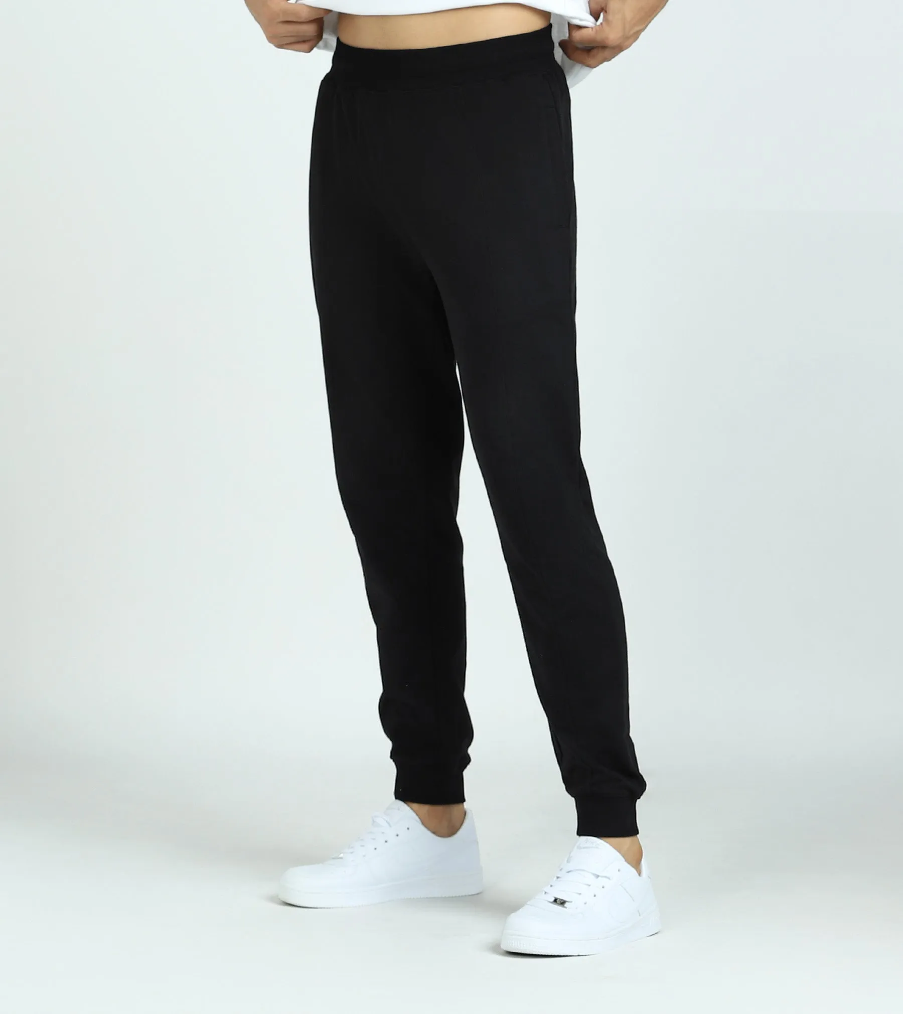 Cruze French Terry Cotton Hoodie and Joggers Co-Ord Set Pitch Black