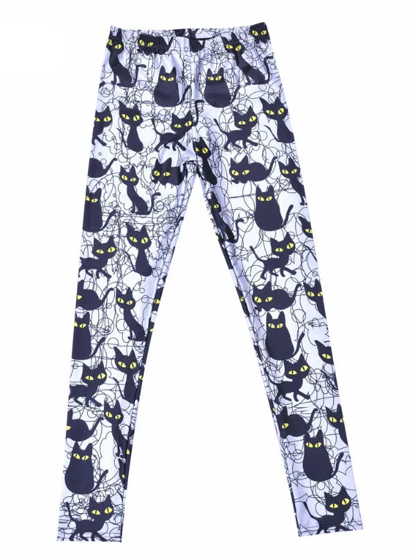 Cute Cartoon Black Cat Pant Capris