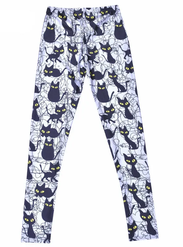 Cute Cartoon Black Cat Pant Capris