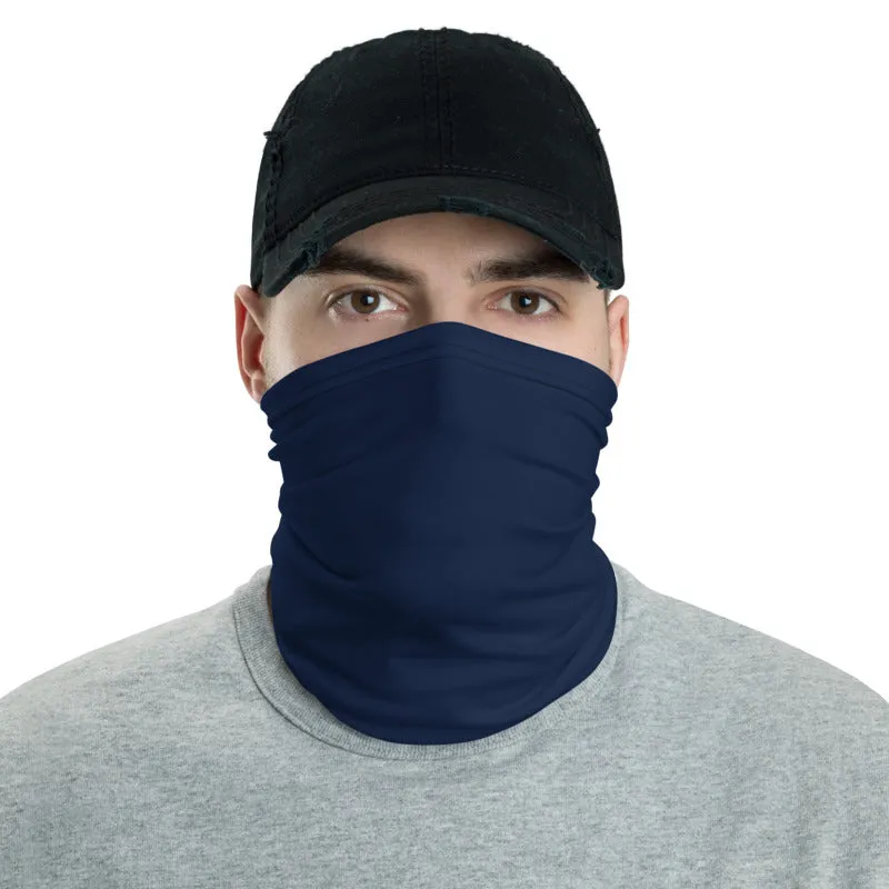 Dark Blue Face Mask Shield, Reusable Washable Headband Bandana-Made in USA/EU