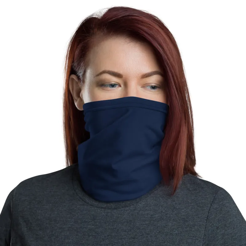 Dark Blue Face Mask Shield, Reusable Washable Headband Bandana-Made in USA/EU