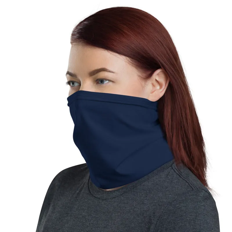 Dark Blue Face Mask Shield, Reusable Washable Headband Bandana-Made in USA/EU