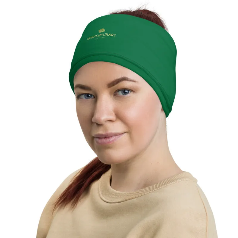 Dark Green Face Mask Shield, Reusable Washable Headband Bandana-Made in USA/EU