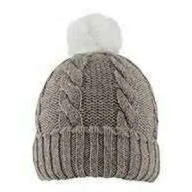 Dents Cable Knit Pom Hat - Oatmeal