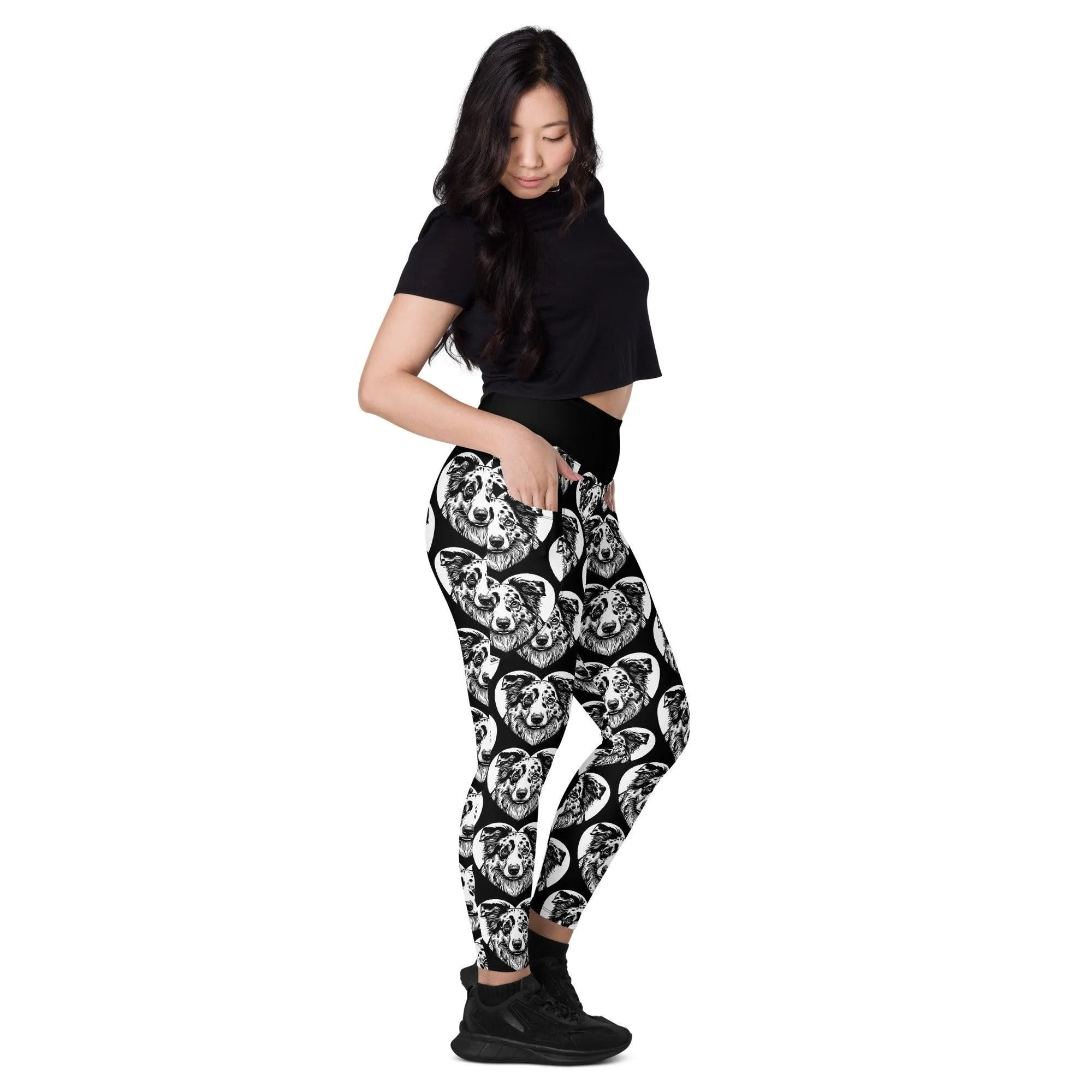 DOG BREED LEGGINGS with pockets - AUSTRALIAN SHEPHERD - HERTTAHOUND