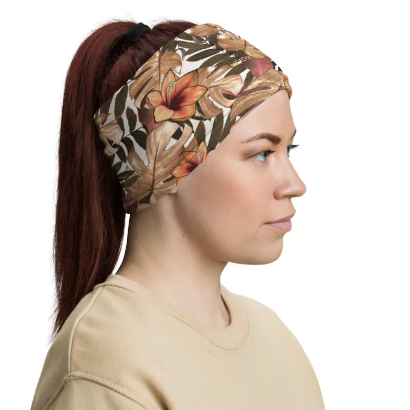 Fall Tropical Print Neck Gaiter, Unisex Bandana, Face Covering Shield Mask-Made in USA/EU