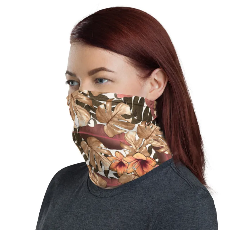 Fall Tropical Print Neck Gaiter, Unisex Bandana, Face Covering Shield Mask-Made in USA/EU