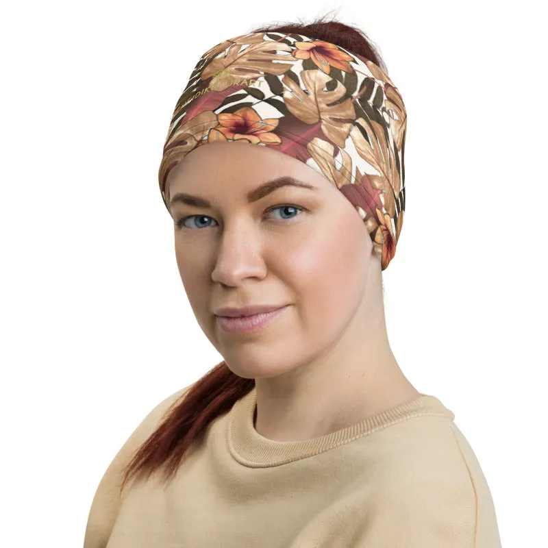 Fall Tropical Print Neck Gaiter, Unisex Bandana, Face Covering Shield Mask-Made in USA/EU