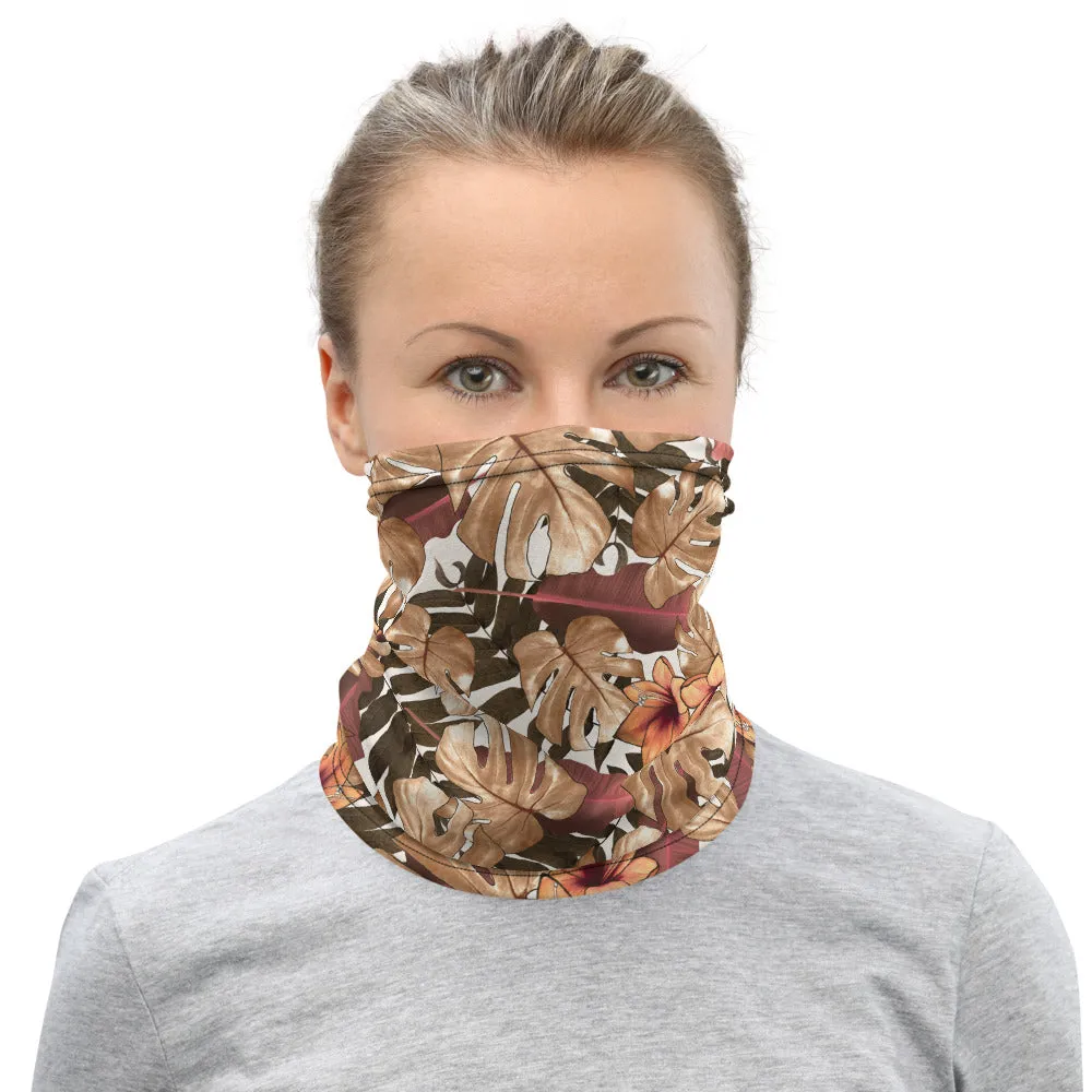 Fall Tropical Print Neck Gaiter, Unisex Bandana, Face Covering Shield Mask-Made in USA/EU