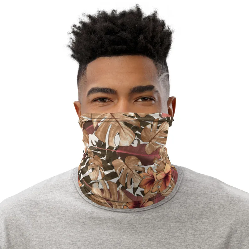 Fall Tropical Print Neck Gaiter, Unisex Bandana, Face Covering Shield Mask-Made in USA/EU