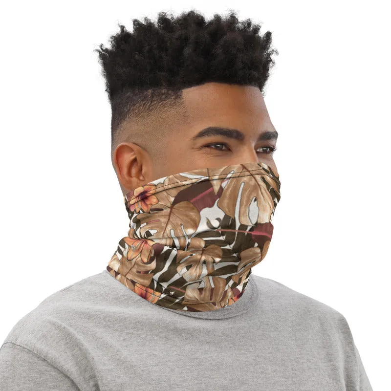 Fall Tropical Print Neck Gaiter, Unisex Bandana, Face Covering Shield Mask-Made in USA/EU