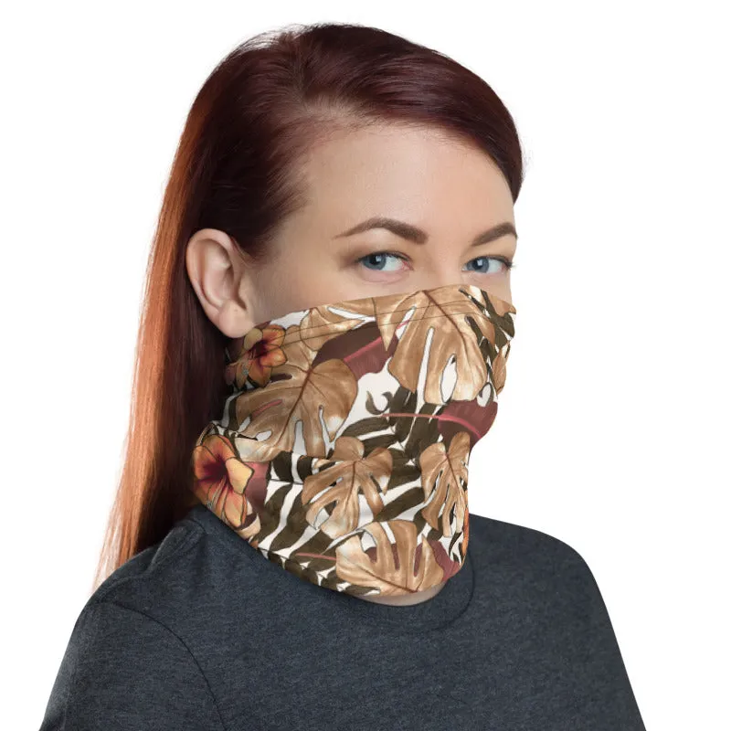 Fall Tropical Print Neck Gaiter, Unisex Bandana, Face Covering Shield Mask-Made in USA/EU