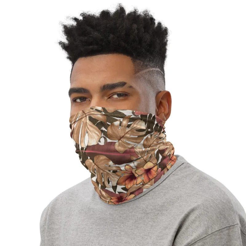 Fall Tropical Print Neck Gaiter, Unisex Bandana, Face Covering Shield Mask-Made in USA/EU