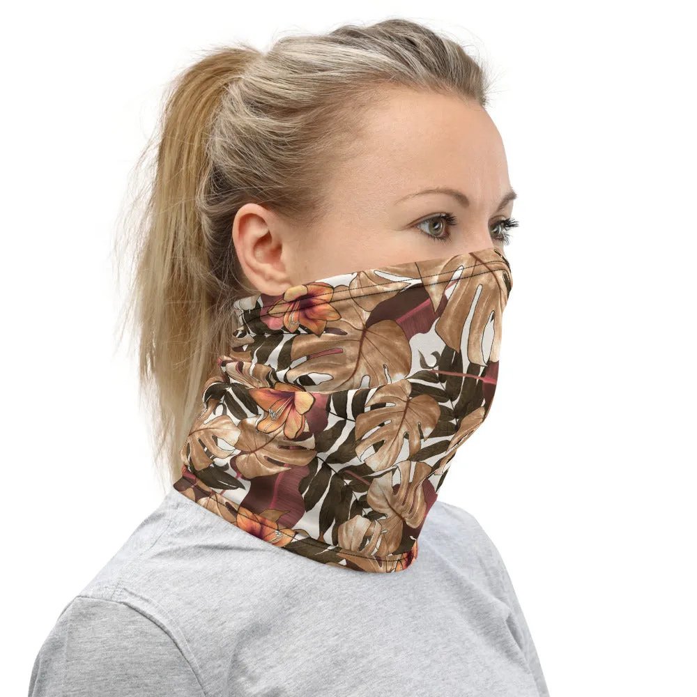 Fall Tropical Print Neck Gaiter, Unisex Bandana, Face Covering Shield Mask-Made in USA/EU