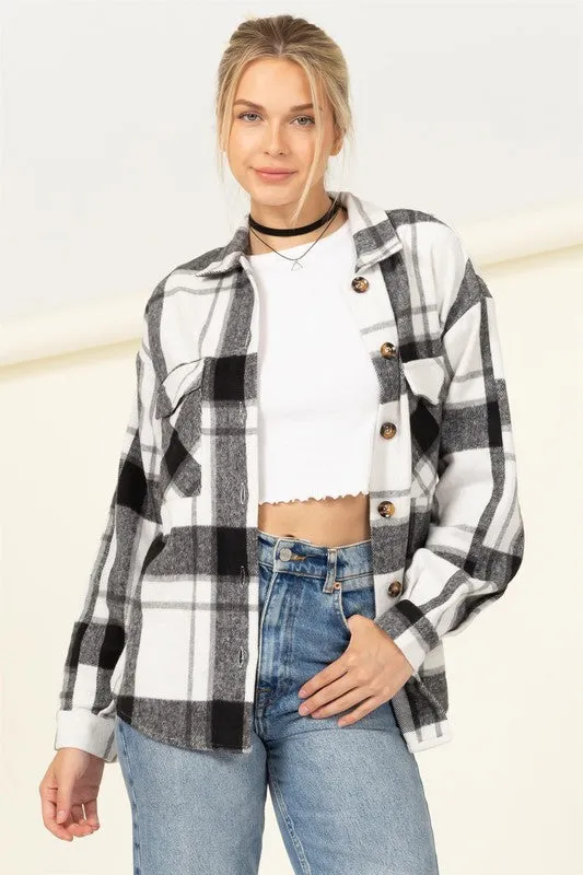 FS Clearance Effortless Ease Plaid Print Shacket