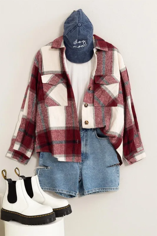 FS Clearance Effortless Ease Plaid Print Shacket