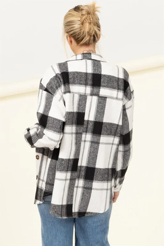 FS Clearance Effortless Ease Plaid Print Shacket