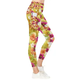 Graphic Dahlias 2 Leggings with Pockets up to 5 XL (FWS)