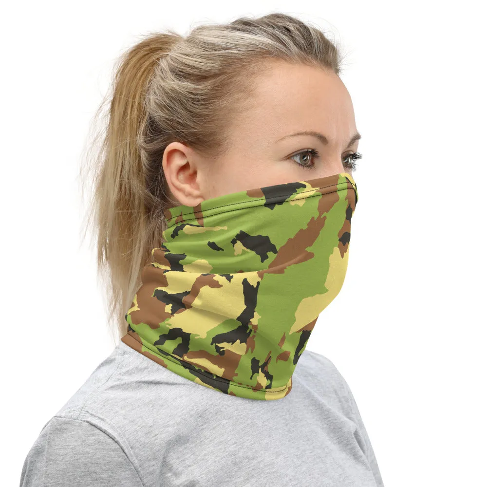 Green Brown Camo Neck Gaiter, Army Camouflage Military Face Shield Covering Mask-Made in USA/EU