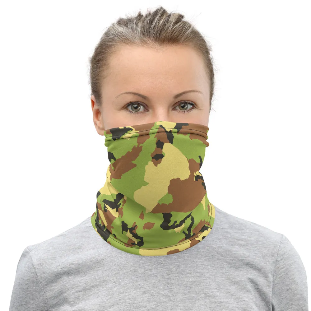 Green Brown Camo Neck Gaiter, Army Camouflage Military Face Shield Covering Mask-Made in USA/EU