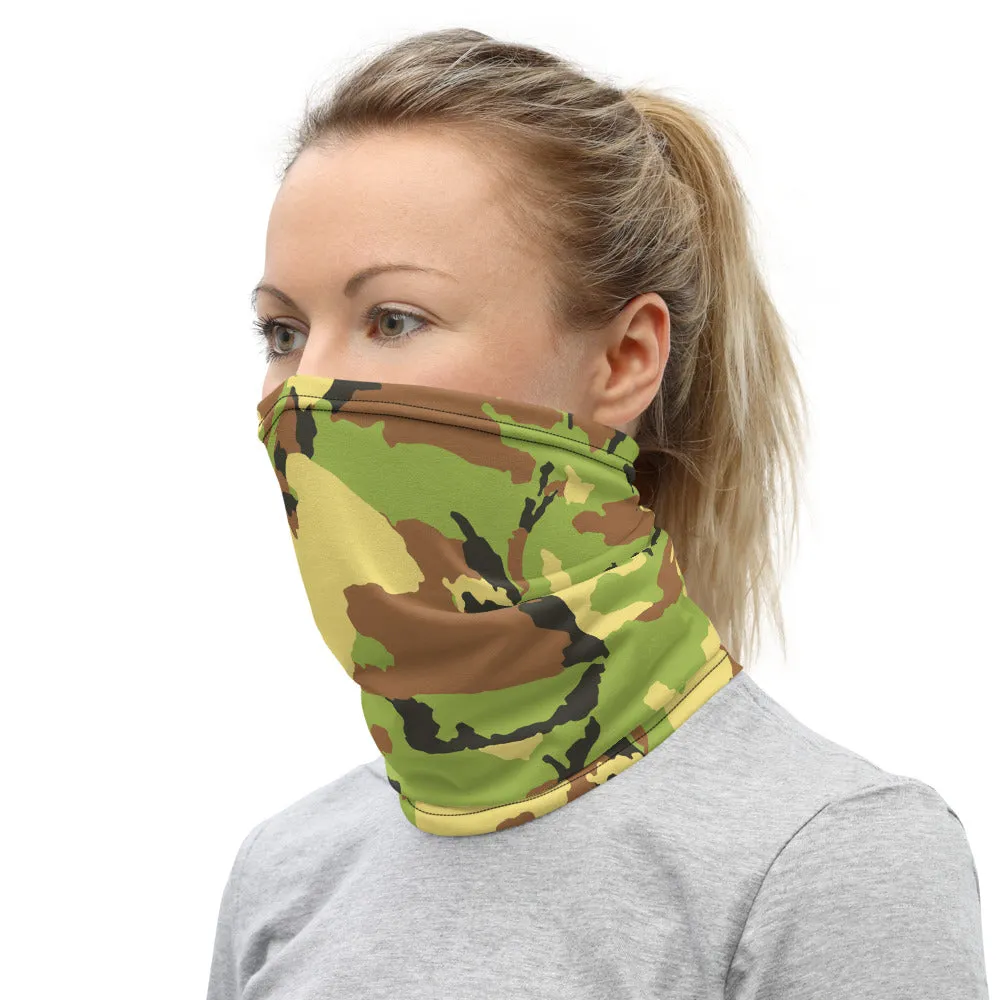 Green Brown Camo Neck Gaiter, Army Camouflage Military Face Shield Covering Mask-Made in USA/EU